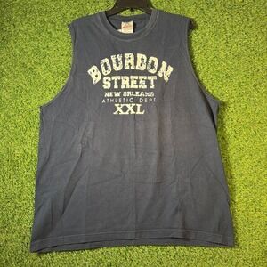 Bourbon Street New Orleans Muscle Tank Top XXL Navy Blue Sleeveless‎ Vintage